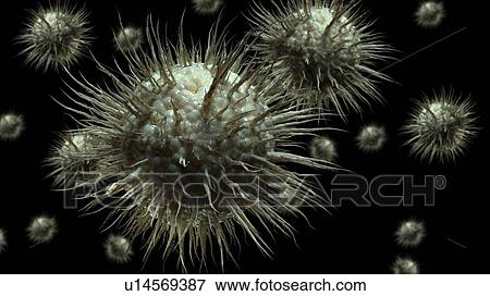 Stock Photo - Virus particles, illustration. Fotosearch