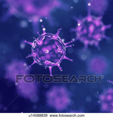 Stock Photo - Virus particles, illustration. Fotosearch