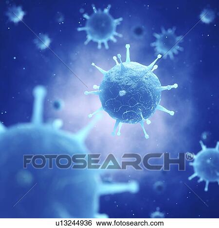 Stock Photograph - Virus particles, illustration. Fotosearch
