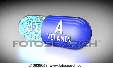 Stock Photo - Vitamin A capsule, illustration. Fotosearch