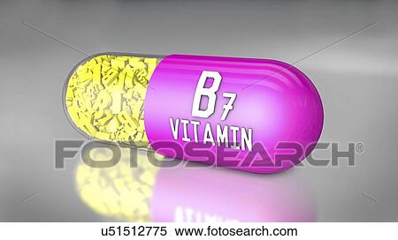 Stock Photography - Vitamin B7 capsule, illustration. Fotosearch