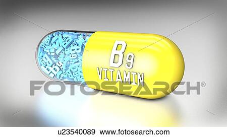 Vitamin B9 capsule, illustration View Large Photo Image Stock Photo - Vitamin B9 capsule, illustration. Fotosearch