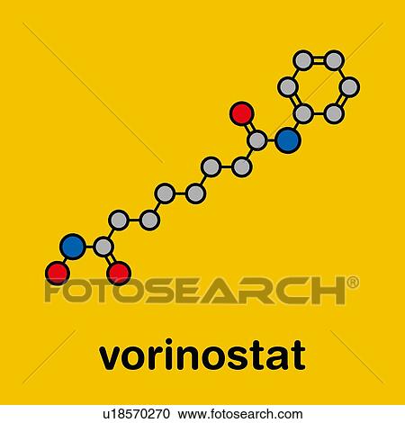 Stock Image - Vorinostat cutaneous T cell lymphoma drug, molecular model. Fotosearch