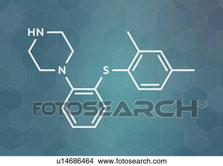 Vortioxetine antidepressant drug, molecular model View Large Photo Image Picture - Vortioxetine antidepressant drug, molecular model. Fotosearch