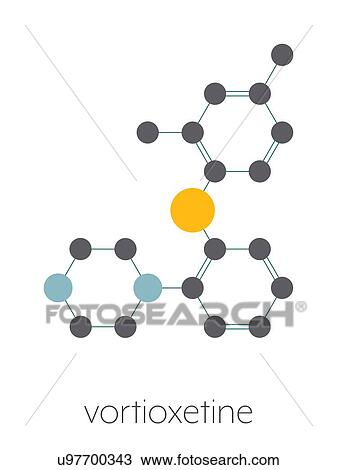 Stock Image - Vortioxetine antidepressant drug, molecular model. Fotosearch