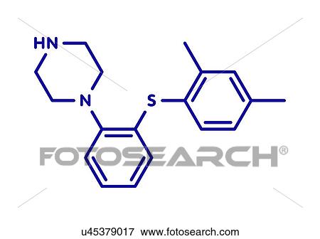 Stock Photo - Vortioxetine antidepressant drug, molecular model. Fotosearch