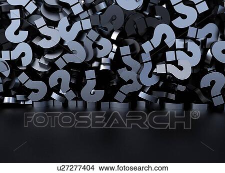 Picture - Wall of question marks, illustration. Fotosearch