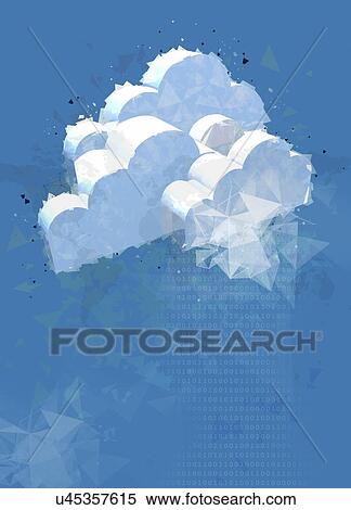 Stock Photography - White cloud, low poly illustration.. Fotosearch