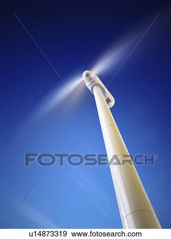 Stock Photo - Wind turbine against blue sky, illustration.. Fotosearch