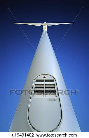 Stock Image - Wind turbine, low angle view.. Fotosearch