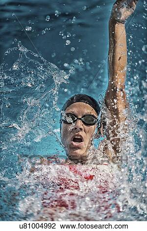 Woman swimming backstroke View Large Photo Image Stock Image - Woman swimming backstroke. Fotosearch