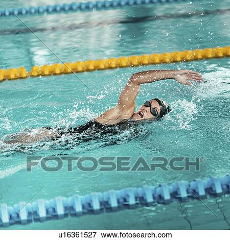 Woman swimming front crawl View Large Photo Image Stock Photo - Woman swimming front crawl. Fotosearch