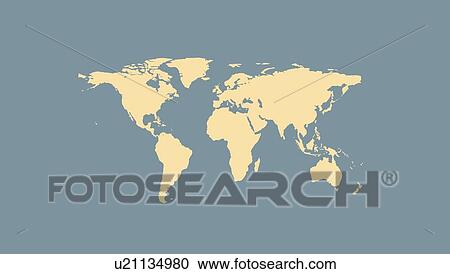 Stock Image - World map, illustration. Fotosearch