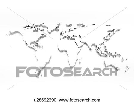 Stock Image - World map, illustration. Fotosearch