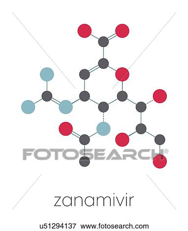 Stock Photo - Zanamivir influenza virus drug, molecular model. Fotosearch