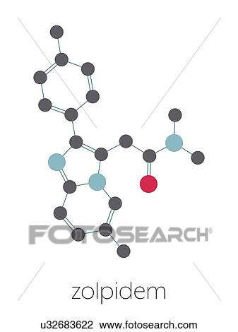 Stock Image - Zolpidem insomnia drug, molecular model. Fotosearch