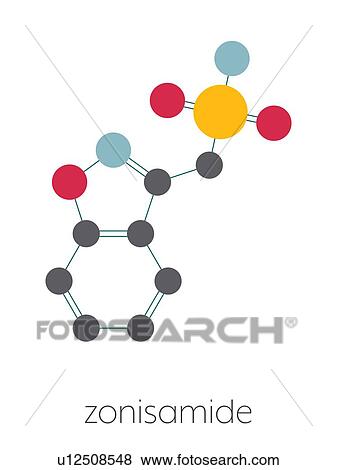 Stock Photo - Zonisamide epilepsy drug, molecular model. Fotosearch