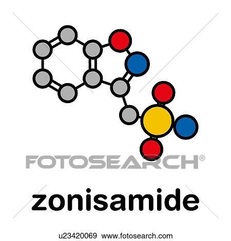 Stock Photo - Zonisamide epilepsy drug, molecular model. Fotosearch