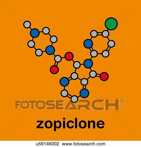 Stock Image - Zopiclone insomnia drug, molecular model. Fotosearch