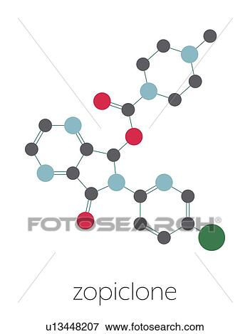 Stock Photo - Zopiclone insomnia drug, molecular model. Fotosearch