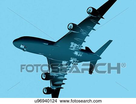 Aeroplane against pale blue background, illustration. View Large Photo Image Picture - Aeroplane against pale blue background, illustration.. Fotosearch