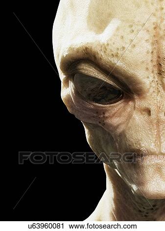 Stock Image - Alien head, computer illustration.. Fotosearch