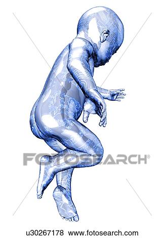 Stock Photo - Baby against a white background, illustration.. Fotosearch