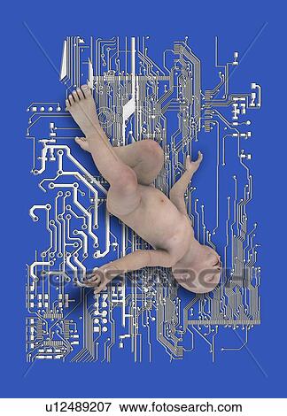 Baby with circuit board, illustration. View Large Photo Image Stock Photo - Baby with circuit board, illustration.. Fotosearch