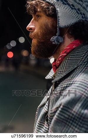 Bearded young man on street View Large Photo Image Stock Photo - Bearded young man on street. Fotosearch