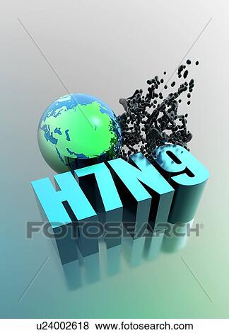 Stock Photo - Bird flu H79N, illustration.. Fotosearch