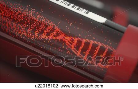 Stock Image - Blood sample with DNA (deoxyribonucleic acid) strand, illustration.. Fotosearch