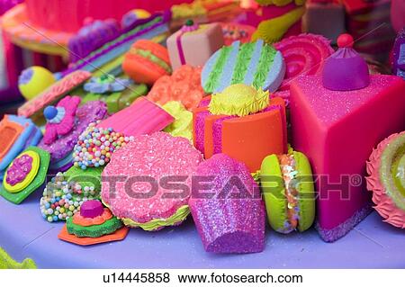 Stock Photo - Brightly colored cakes. Fotosearch