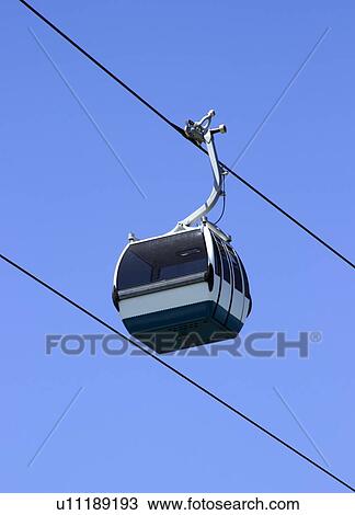 Cable car against a blue sky. View Large Photo Image Stock Image - Cable car against a blue sky.. Fotosearch