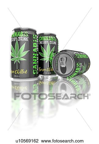 Stock Image - Cannabis energy drinks cans, illustration.. Fotosearch
