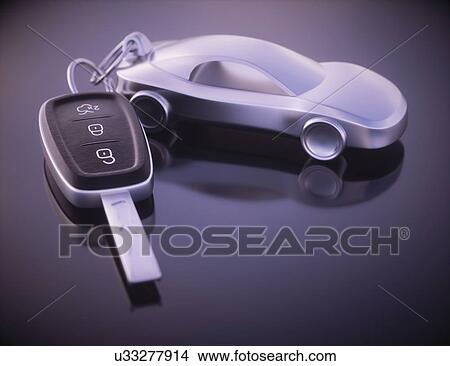Picture - Car key and key fob, illustration.. Fotosearch