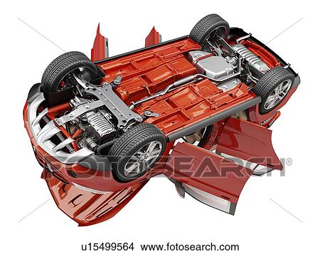 Picture - Car viewed from below, illustration.. Fotosearch