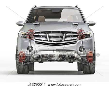 Stock Image - Car viewed from the front, illustration.. Fotosearch