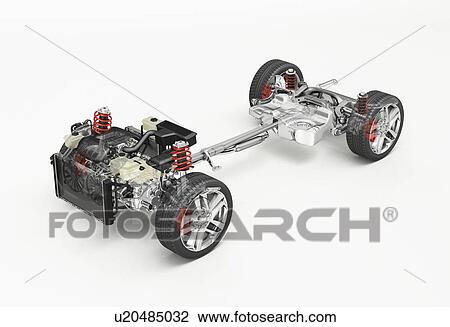 Stock Image - Car wheels and drive shaft, illustration.. Fotosearch