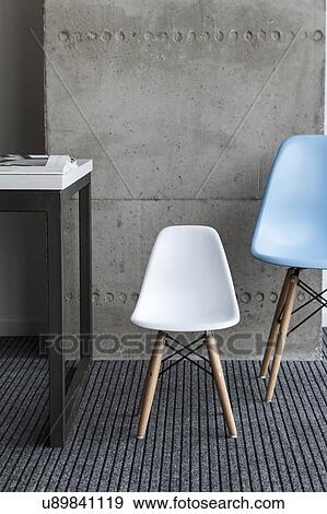 Chairs by desk View Large Photo Image Stock Photo - Chairs by desk. Fotosearch