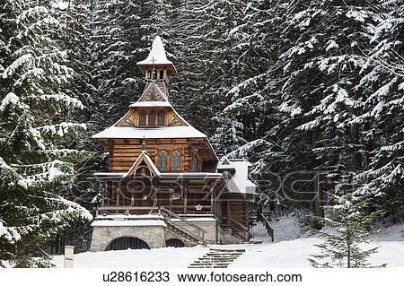 Chapel of the Sacred Heart of Jesus in snow in Jaszczurowka, Poland View Large Photo Image Stock Image - Chapel of the Sacred Heart of Jesus in snow in Jaszczurowka, Poland. Fotosearch