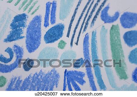 Stock Photo - Child's blue toned drawing. Fotosearch