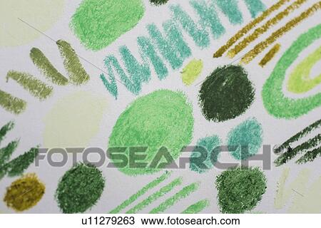 Stock Image - Child's green toned drawing. Fotosearch