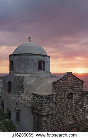 Stock Photography - Church at sunrise in Monemvasia, Greece. Fotosearch