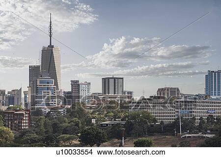 Picture - City skyline in Nairobi, Kenya. Fotosearch