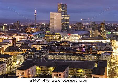 Cityscape at sunset in Frankfurt, Germany View Large Photo Image Stock Photo - Cityscape at sunset in Frankfurt, Germany. Fotosearch