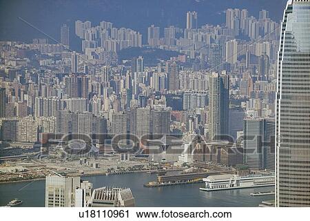 Stock Image - Cityscape with Nina Tower in Hong Kong, China. Fotosearch