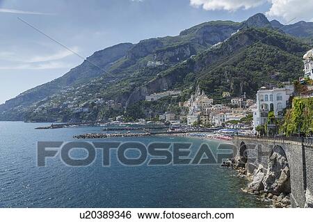 Stock Photograph - Coastline of Positano on Amalfi Coast, Italy. Fotosearch