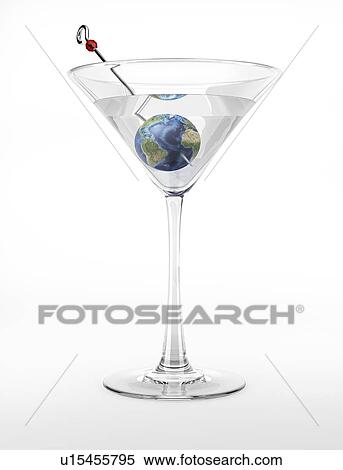 Stock Photography - Cocktail glass with planet earth, illustration.. Fotosearch