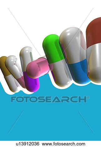 Stock Photograph - Colourful capsules, illustration.. Fotosearch