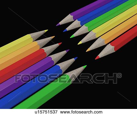 Stock Photo - Complementary colours, illustration. Pencils representing the traditional RYB (red-yellow-blue) colour model, with each primary colour pencil pointing at its secondary complementary colour.. Fotosearch